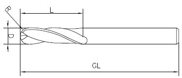 Nousullinen kaksileikkuinen pallopääjyrsin Z=2 CNC-terä